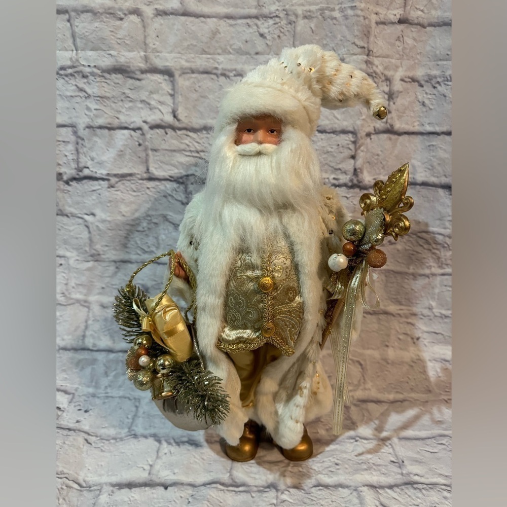 Hard to Find Ashland Santa Claus Decor New with Tags Gold 19” Standing Christmas